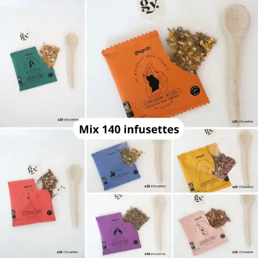 [MIX 140 INFUSETTES 7 REFS] MIX INFUSIONS - 140 infusettes - 20 sachets de nos 7 saveurs